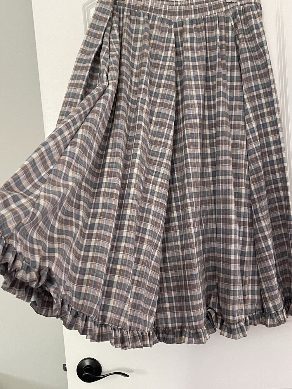 Vintage Rockmount Ranch Wear Skirt Plaid Ruffle Prairie Western Grunge 28/30